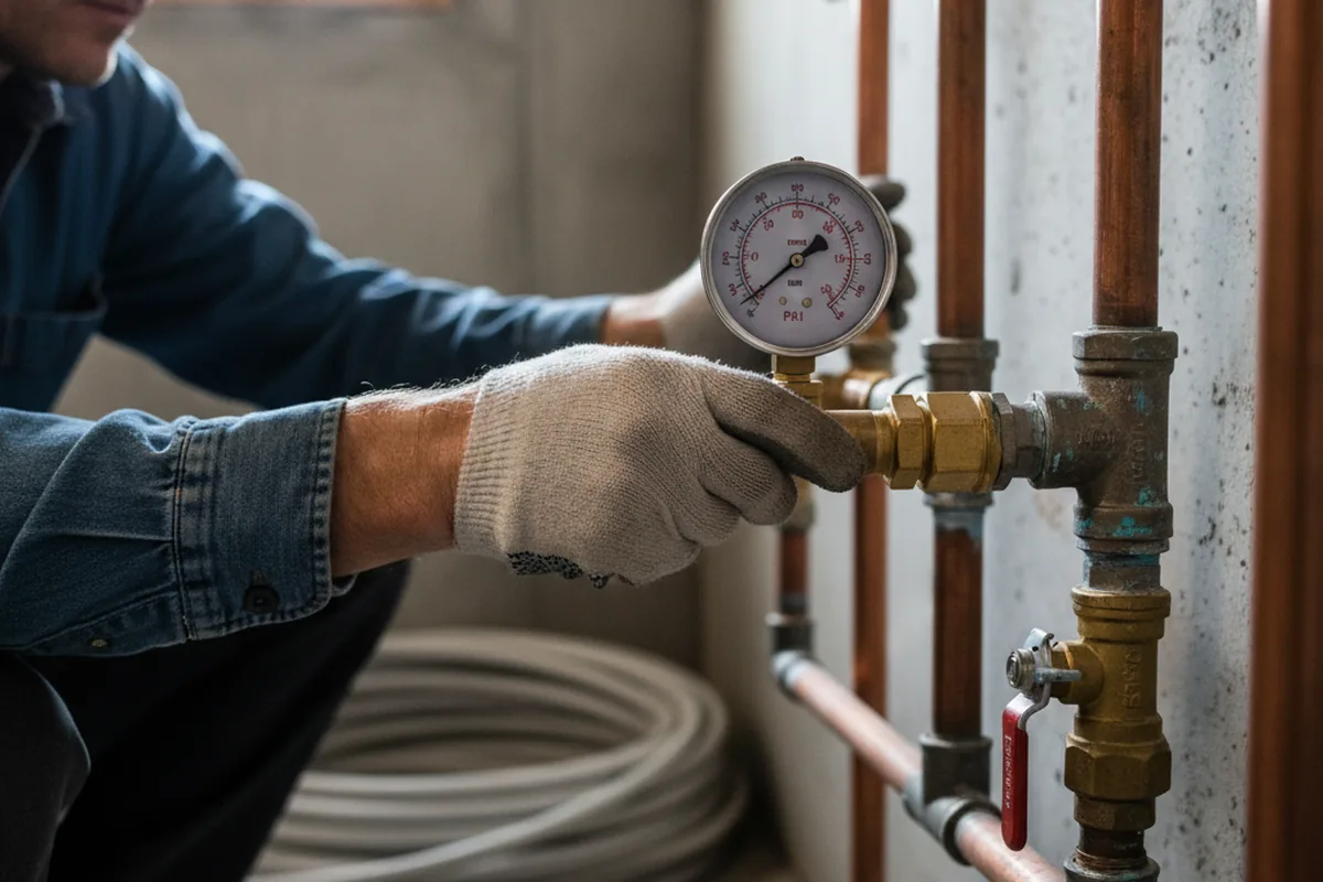 Pressure testing a repaired line during Water Line Repair in Paeonian Springs